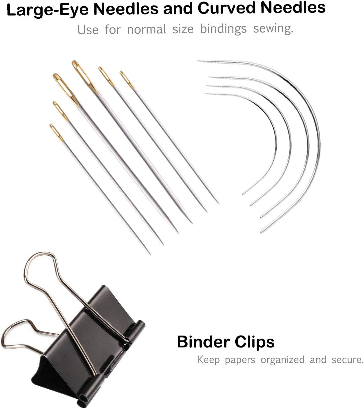 Bookbinding Kit -  Bookbinding Supplies, Hand Book Binding Starter Tools Set with Real Bone Folder,Paper Awl, Large-Eye Needles, Glue Brush, Wax Thread for Handmade DIY Books
