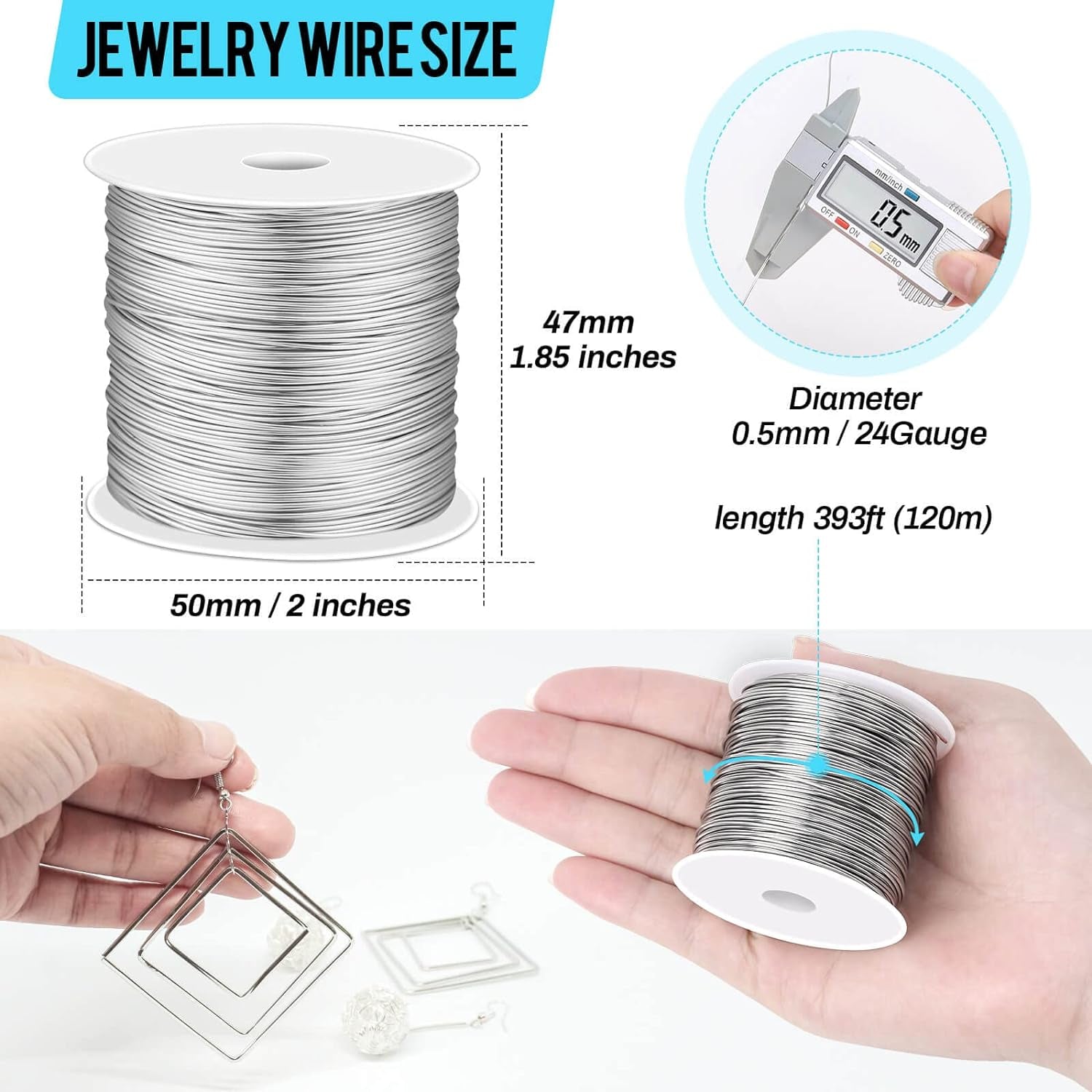 24 Gauge Stainless Steel Wire for Jewelry Making, Bailing Wire Snare Wire Wrapping for Craft and Jewelry Making