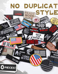 50 Pcs Random Funny Tactical Military Patches Set Tactical Flag Patch Bundle Army Patch Loop and Hook Patches Full Embroidered Appliques for Caps Tactical Vest Jackets Bags Backpacks