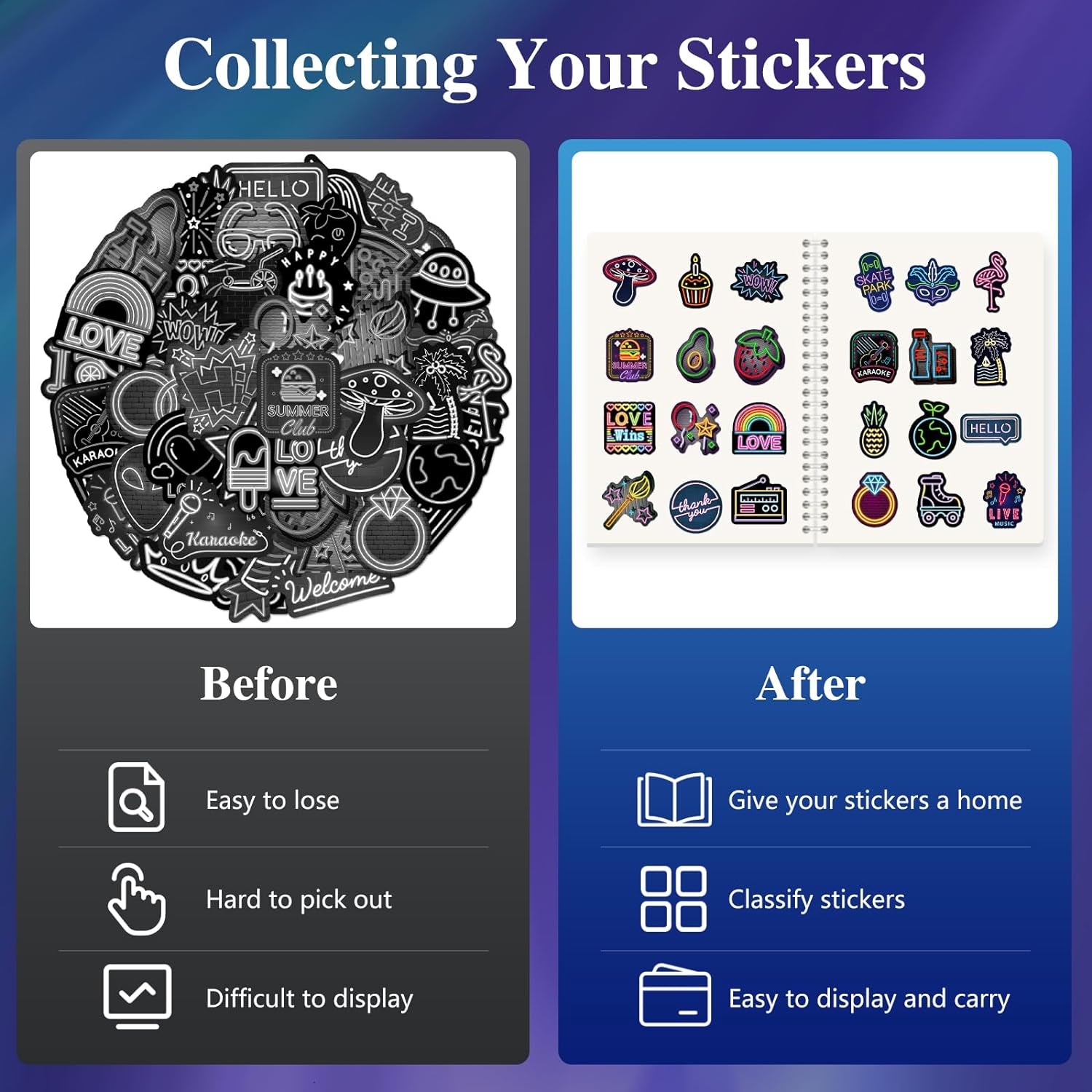 Reusable Sticker Book Collecting Album Sticker Storage Book for Adults Laser Style 35 Sheets A5 Size Release Paper Sticker Organizer Keeper (LS-1)