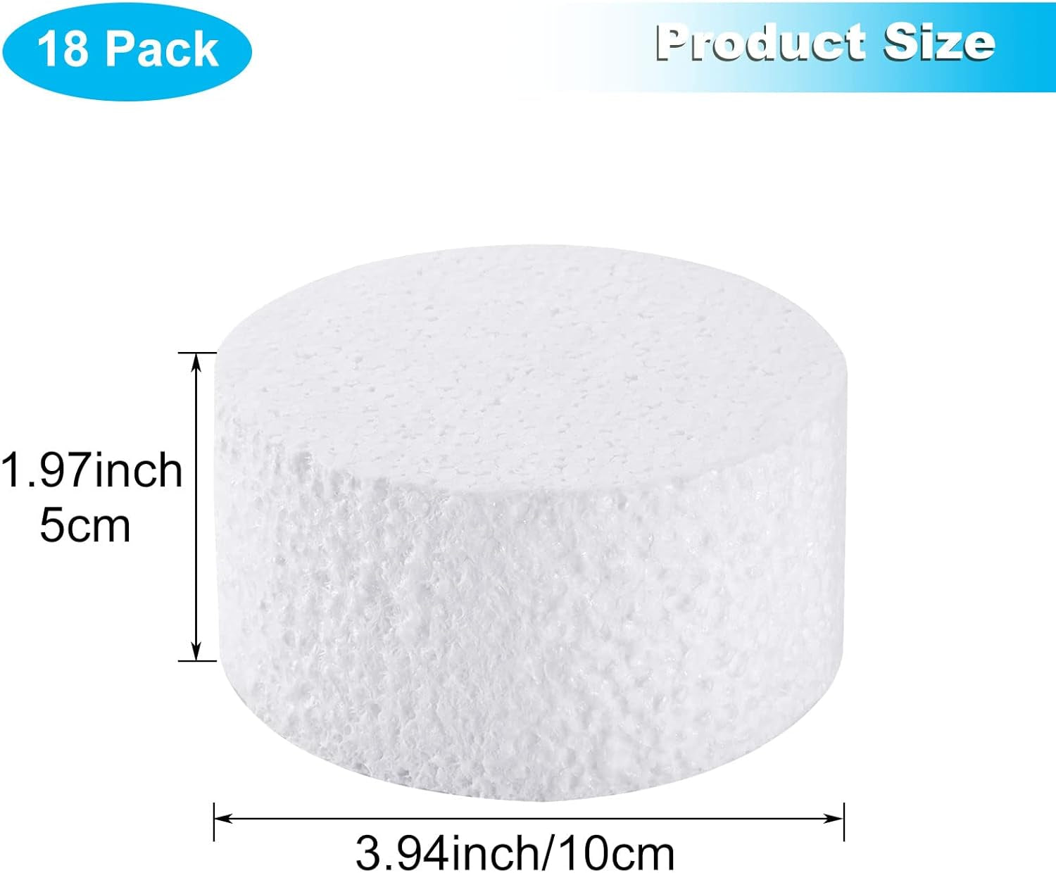18 Pack 3.9 Inch Foam Circles for Crafts (2”Thick) round Foam Disc Craft Foam Circle for DIY Art Projects (White)