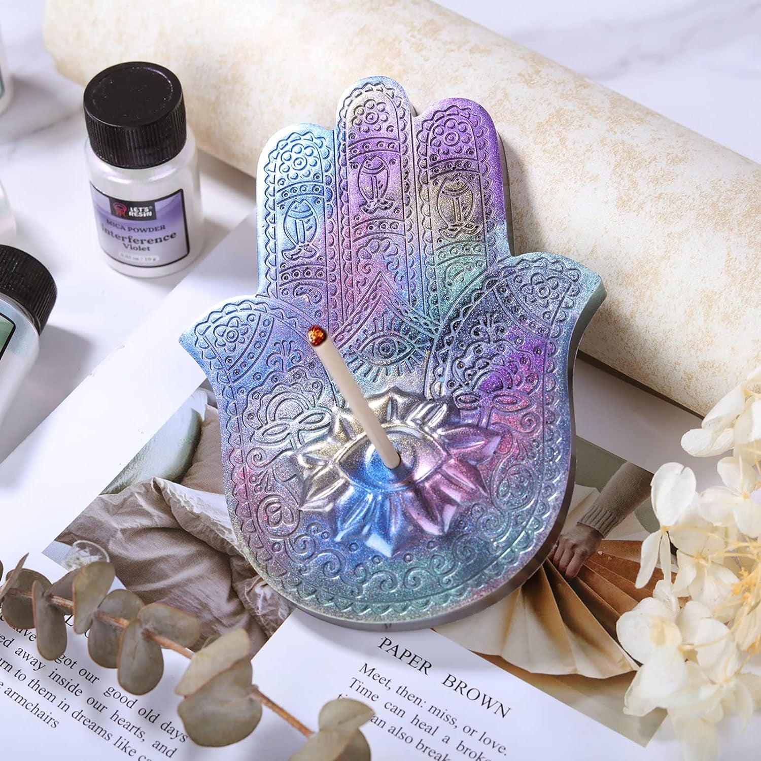 Resin Mica Powder, 6 Colors Interference Mica Powder for Epoxy Resin, Spirit Pearl Pigment Powder for Resin, Paint, Slime, Art