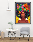 DIY African Woman Paint by Numbers for Adults Canvas, Flowers and Girl Paint by Number Kits on Canvas - Frameless Oil Painting Kits Arts and Crafts for Home Decor Present 16X20 Inch