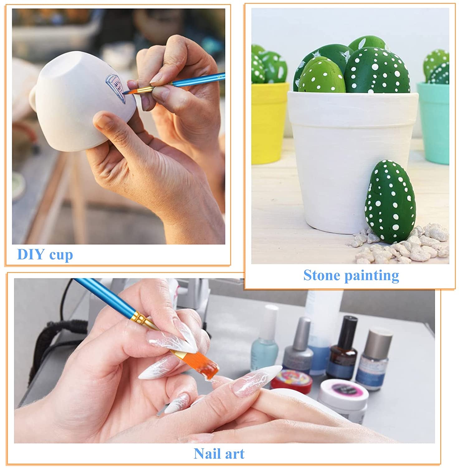 40 Pcs, Paint Brush Set for Acrylic Painting, Watercolor Brushes for Acrylic Oil Watercolor, Miniature Detailing, and Rock Painting