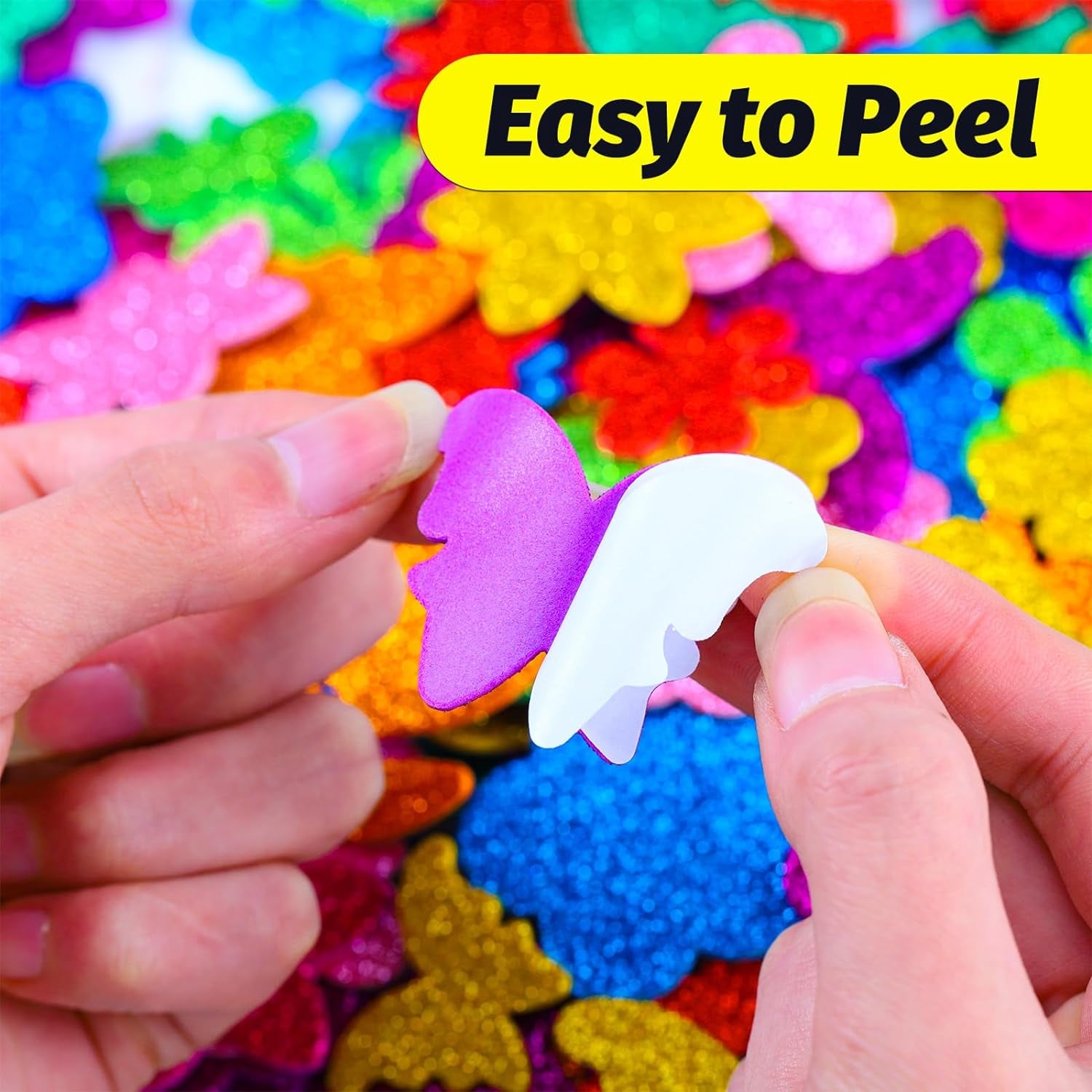 330Pcs Glitter Flower Stickers 10 Colors Foam Flower Stickers and Butterfly Stickers with 200 Self-Adhesive Eyes Kid Preschool Activity DIY Arts Craft Supplies for Greeting Cards Decoration