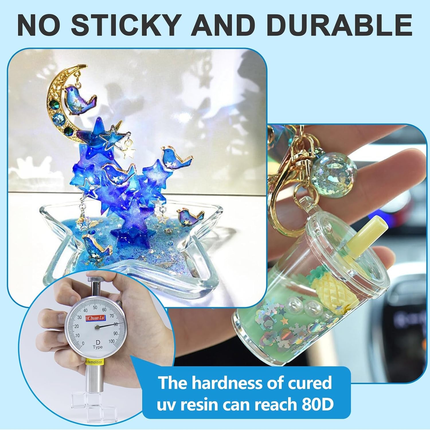 UV Resin, High Gloss 100G UV Resin Clear Solar Cure Sunlight Activated Glue Hard UV Resin Kit for Jewelry Making, Casting and Coating, DIY Crafts, Resin Art Supplies