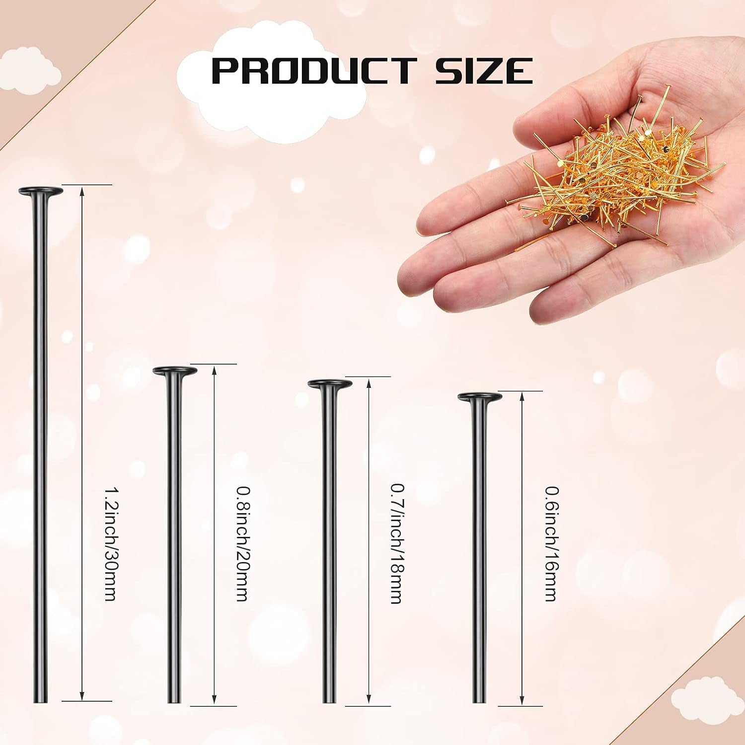 2800 Pieces Headpins for Making Jewelry Flat Head Pins Set 0.63 Inch 0.71 Inch 0.79 Inch 1.18 Inch Jewelry Making Head Pins Mix Beading Pins for DIY Jewelry Making (Multicolor)