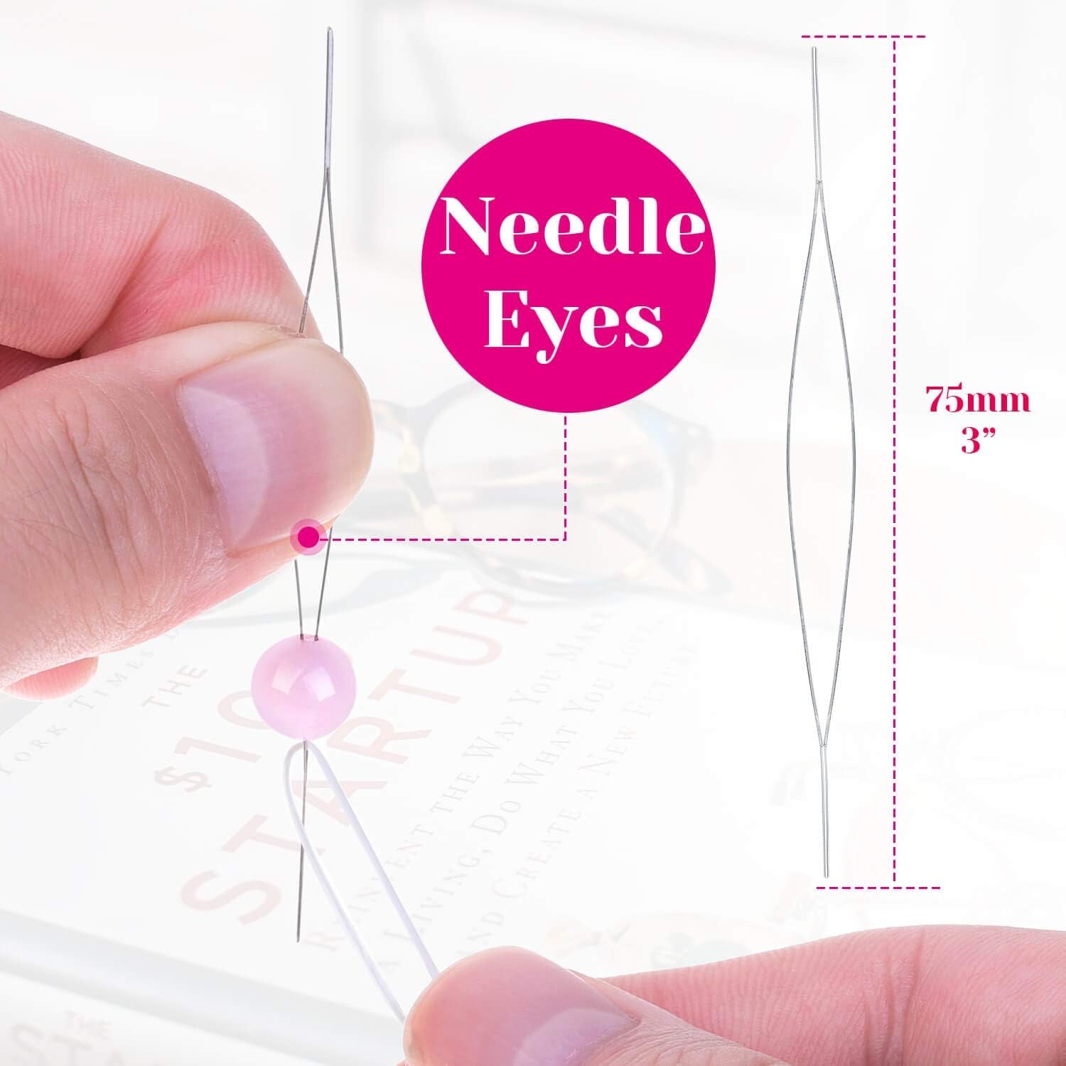 Stretchy String for Bracelets,  3 Rolls Elastic String Jewelry Bead Cord with 3Pcs Large Eye Beading Needles for Pony Seed Beads, Bracelets and Jewelry Making