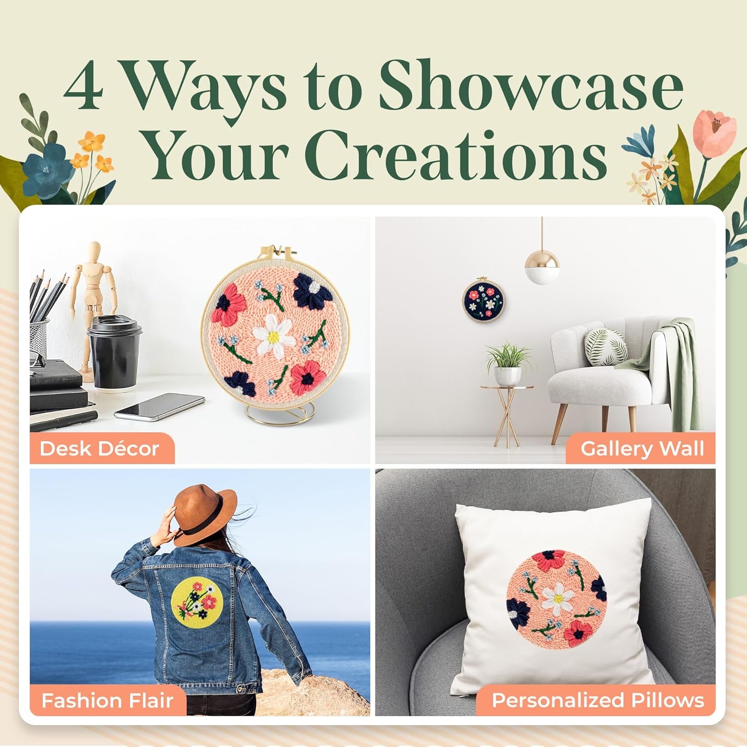 Punch Needle Kit. Includes Embroidery Patterns, Embroidery Fabric, Embroidery Hoop, and Punch Needle Kits. Punch Embroidery Kit and Beginner Tool Kit - Punch Needle Kits Adults Beginner.