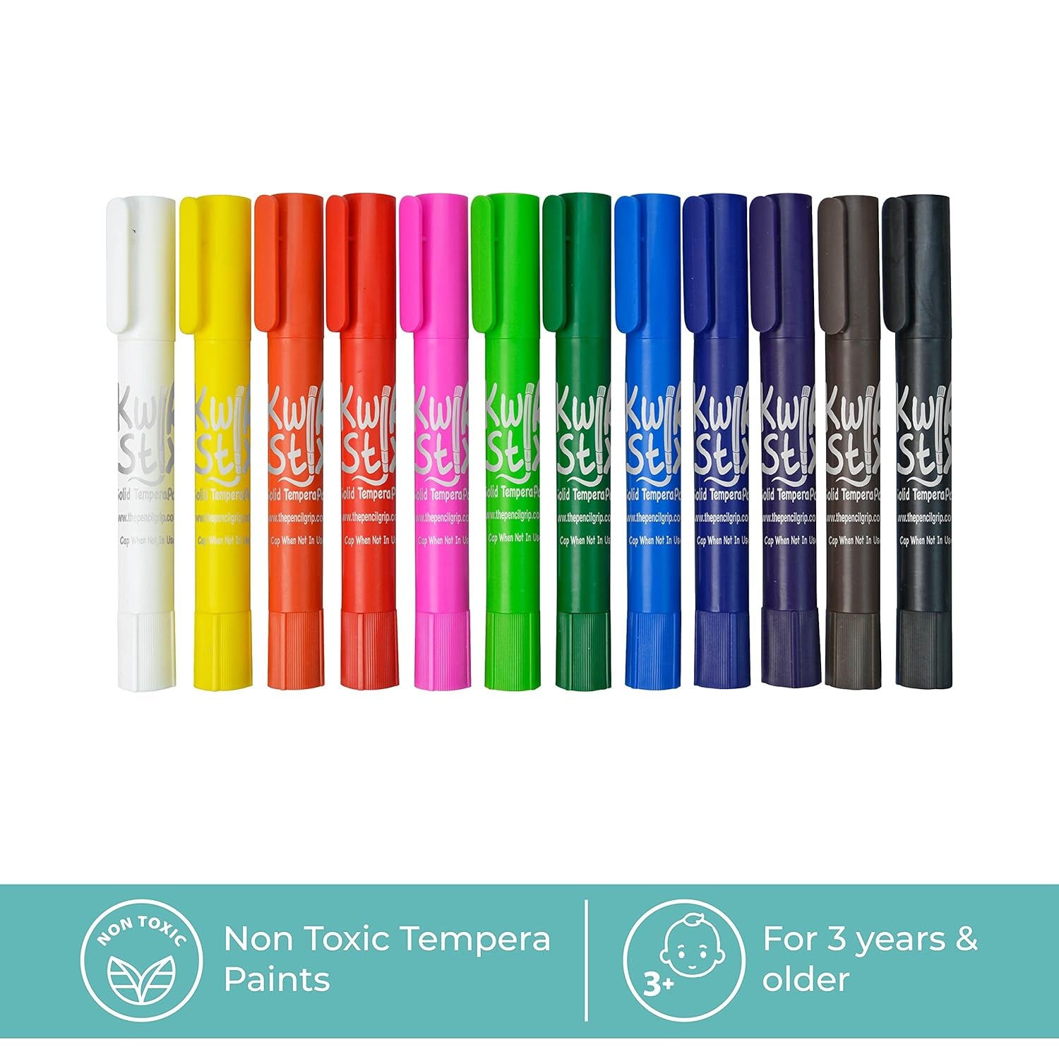 Kwik Stix Solid Tempera Paints, Thin Stix Paint Pens, Super Quick Drying, 6 Neon, 6 Metalix & 12 Classic Vibrant Colors - 24 Pack - TPG-620
