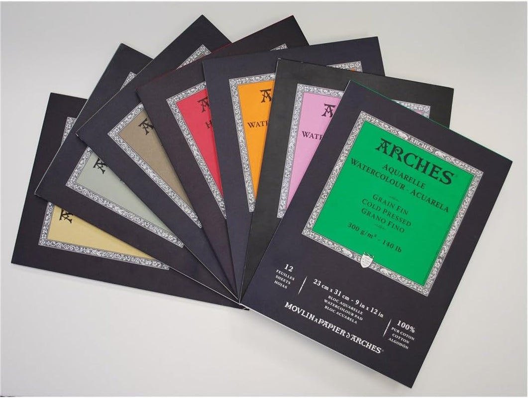 Watercolor Pad 9X12-Inch Natural White 100% Cotton Paper - 12 Sheet  Watercolor Paper 140 Lb Cold Press Pad -  Art Paper for Watercolor Gouache Ink Acrylic and More