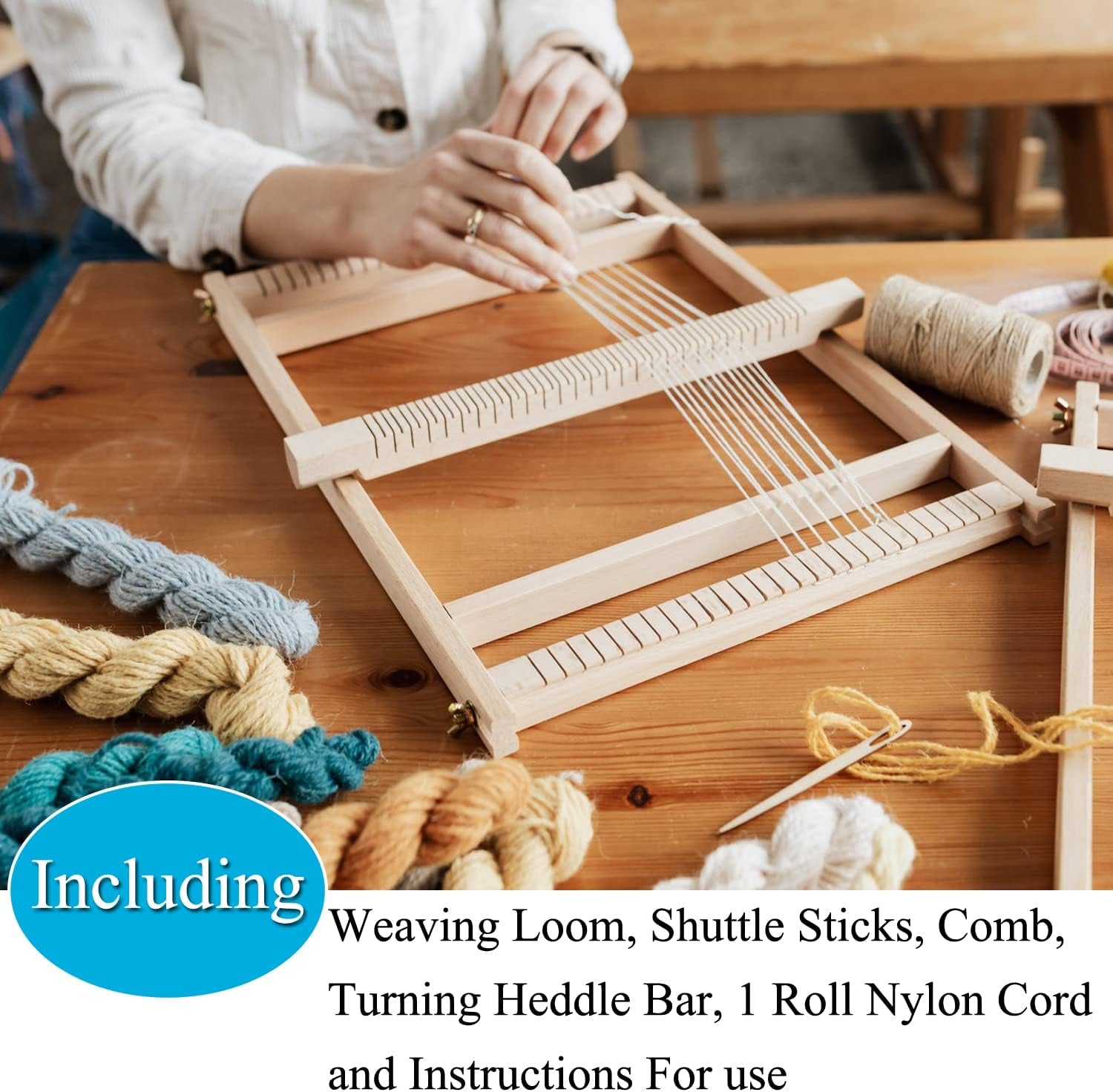 Weaving Loom Kit, 15.2" H X 9.85" W Wooden Tapestry Looms, Warp ​Frame ​Loom Heddle Bar for Weave Board Weaver Tapestry Kids Beginner