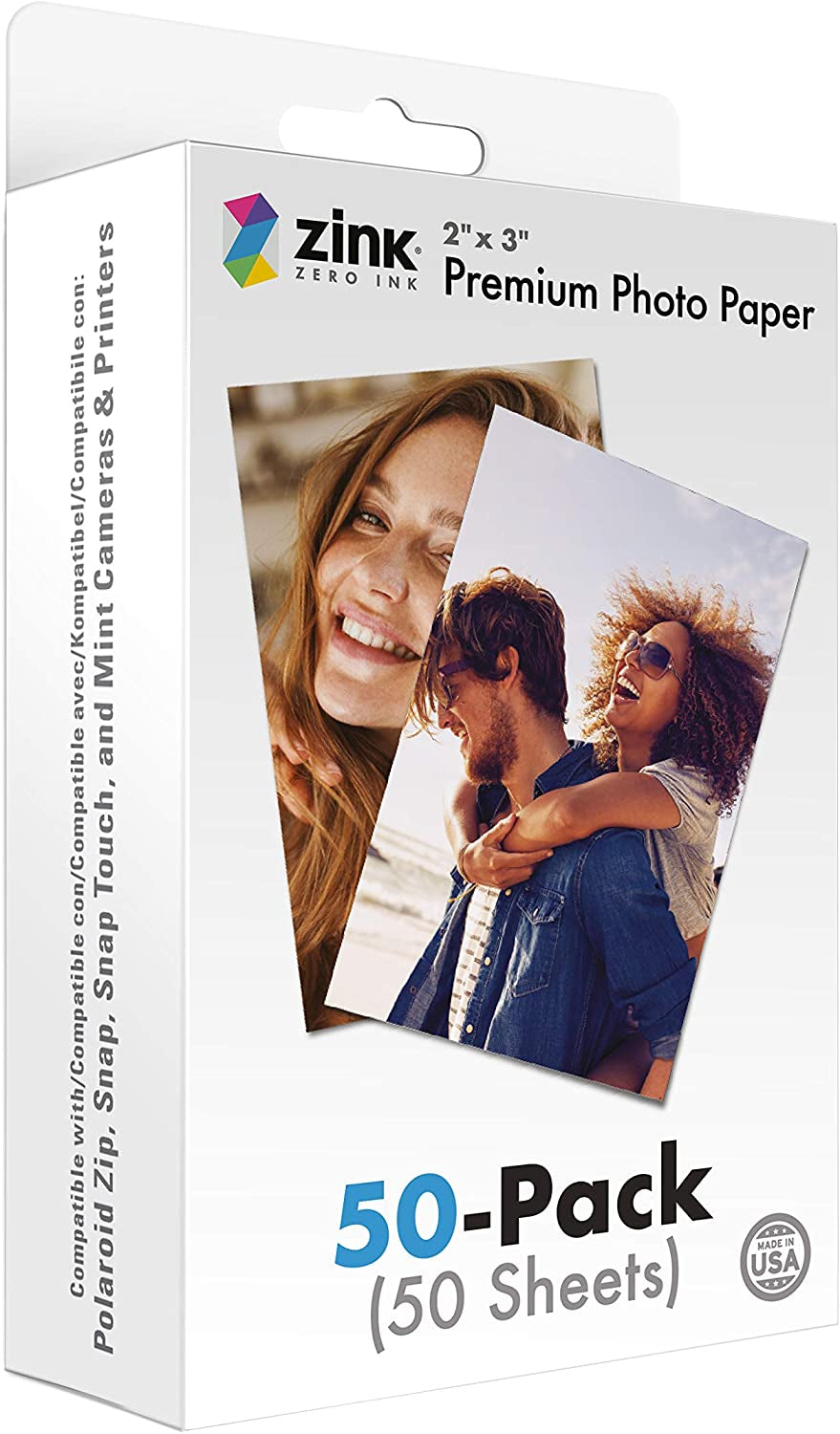 2&quot;X3&quot; Premium Instant Photo Paper (50 Pack) Compatible with Polaroid Snap, Snap Touch, Zip and Mint Cameras and Printers, 50 Count (Pack of 1)
