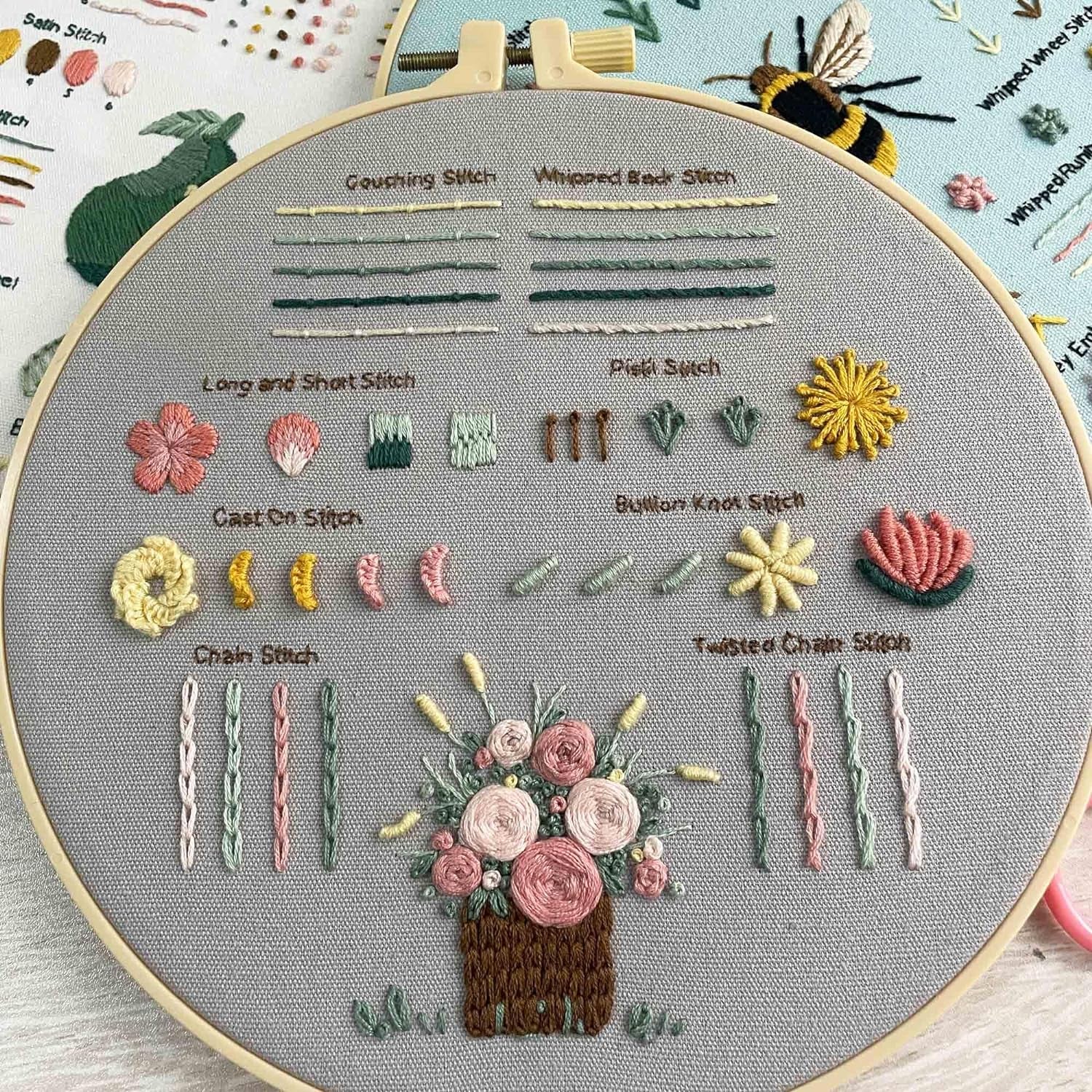 3 Embroidery Kit for Beginners, Beginner Embroidery Kit for Adults. Starter Kits to Learn 28 Different Stitches, Including Fabric with Prints, Threads, Needles, Hoop and Video Tutorials…