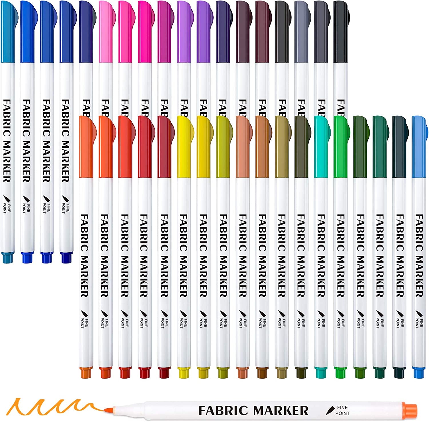 Fabric Markers, 36 Colors Permanent Fabric Pens for Writing Painting on T-Shirts Clothes Sneakers Canvas, Child Safe & Non-Toxic for Kids Adults