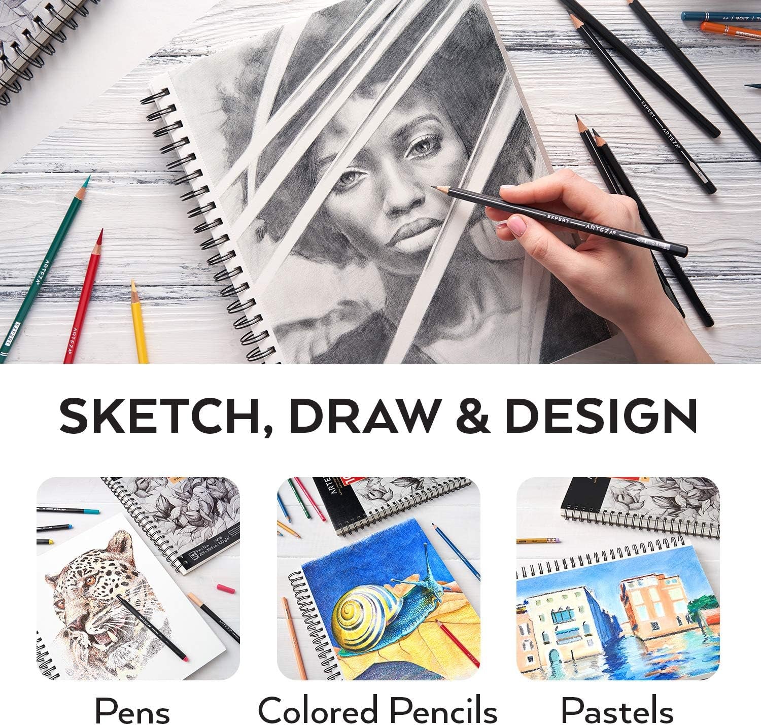 Sketch Book 2-Pack, 9X12 Inches, 200 Sheets, 100 Sheets Each Drawing Book, 68 Lb, 100Gsm Paper, Spiral Bound Artist Sketch Pad, Durable Acid Free Drawing Pad, for Adults and Teens, Bright White
