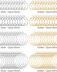 96Pcs Hoop Earrings Finding, Hypoallergenic Alloy round Earring Hoops for Jewelry Making, Open Beading DIY Earrings Craft Art Accessories
