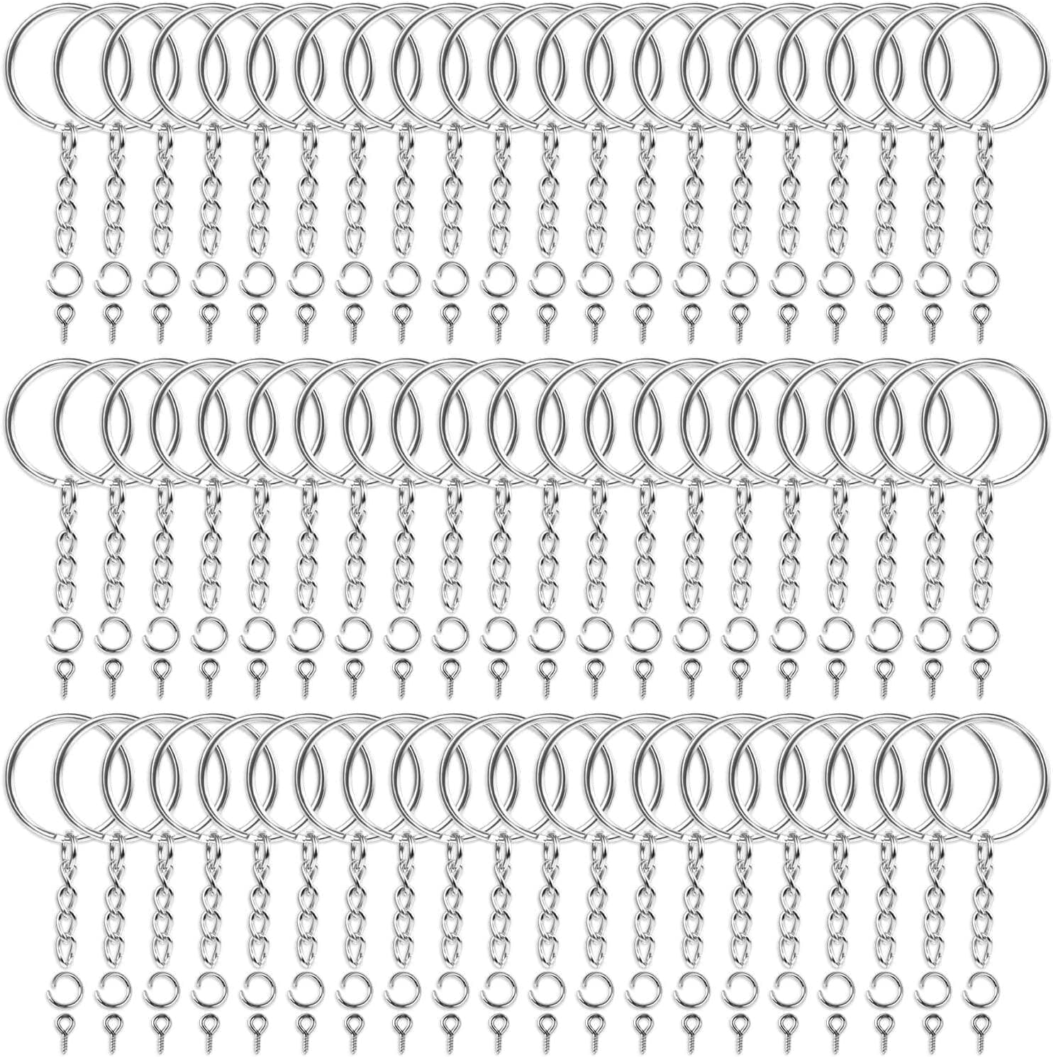360Pcs Keychain Bulk, 120Pcs Keychain Rings with Chain and 120Pcs Open Jump Ring with 120Pcs Screw Eye Pins for Crafts and Jewelry Making