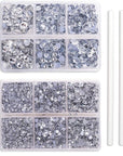 5040Pcs Clear Rhinestones for Crafts, Flatback White Nail Gems, Craft Glass Diamonds Stones with Tweezers and Picking Pen, SS6-SS20 Crystal