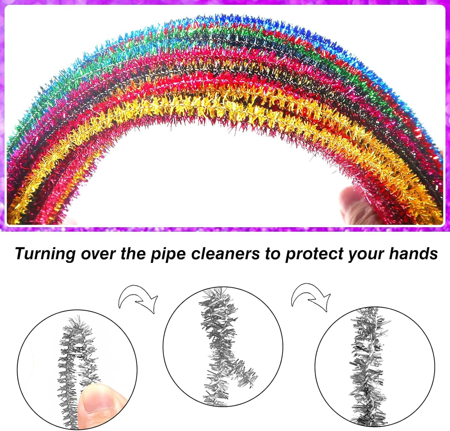 400Pcs Glitter Pipe Cleaners 10 Colors Metallic Pipe Cleaners Craft Supplies 6Mm X 12 Inch Chenille Stems Pipe Cleaners for Art DIY Crafts Decorations