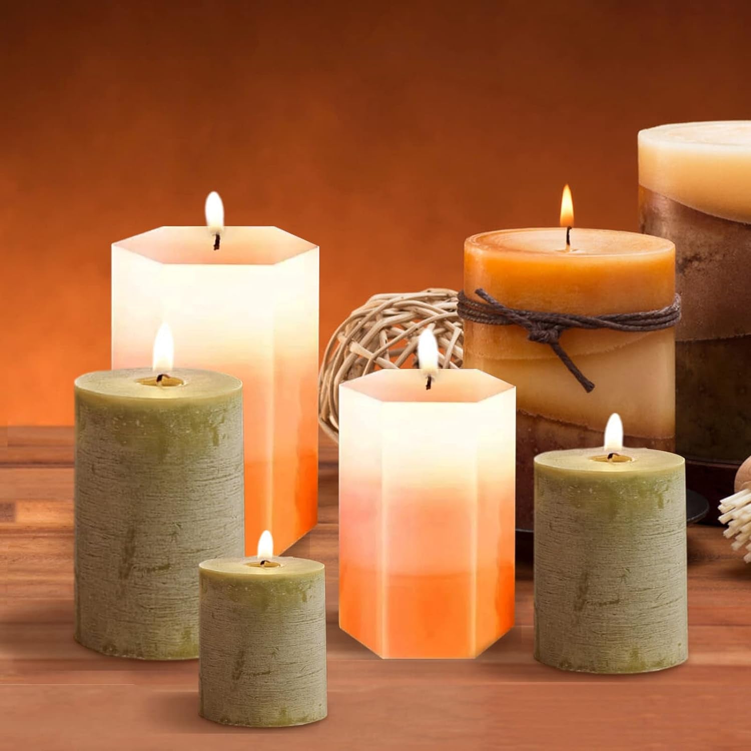 Candle Molds for Candle Making, 4PCS Cylinder Silicone Candle Molds and 2PCS Hexagon Silicone Candle Molds for Making Candle, DIY Craft