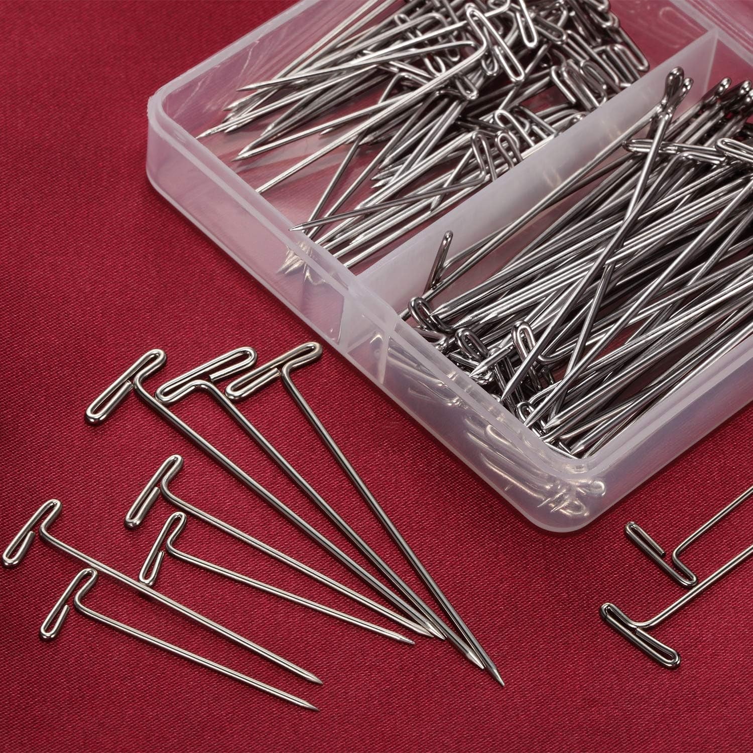 Steel T-Pins for Blocking Knitting, Modelling and Crafts 150 Pieces (2 Inch, 1-1/2 Inch, 1-1/4 Inch)