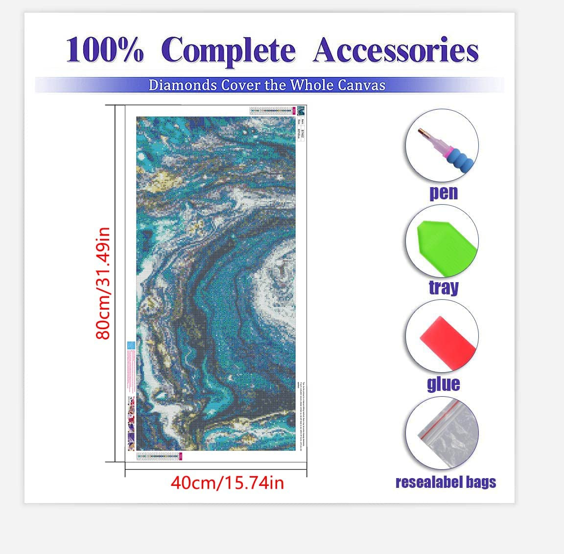 Diamond Painting Kits for Adults 5D Diamond Art Kits for Adults, Abstract Large Size 16X31 Inch DIY Full Drill Paintings with Diamonds Gem Art Crafts for Home Wall Decor