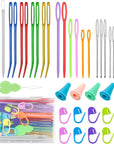 43 Pcs Yarn Needles Set, Assorted Yarn Needles Bent Tapestry Needle Weaving Needle Darning Needles Big Eye Blunt Knitting Needles with Stitch Markers for Knitting Crochet Kit