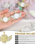 60 Pcs Sublimation Angel Wing Jewelry Blanks Set Rhinestone Bezel Pendant Trays Glod and Silver Sublimation Necklace Blank with Chain Set for Making Crafts Wedding Jewelry Gifts