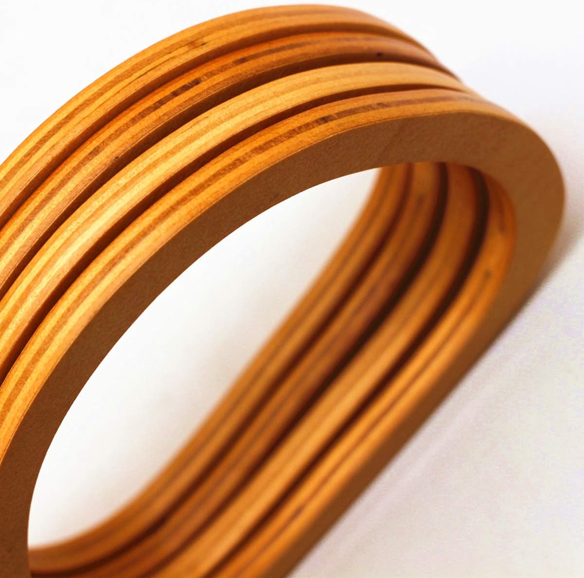 4PCS MDF Oval Shaped Handles Replacement for Handmade Bag Handbags Purse Handles (Light Brown)