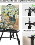 Artist Easel Stand Painting Stand Art Easel, 20"To 61" Art Easel for Painting Canvase & Displaying, Aluminum Adjustable Height Display Tripod with Portable Bag/Folding Keg/Apron.(Black)