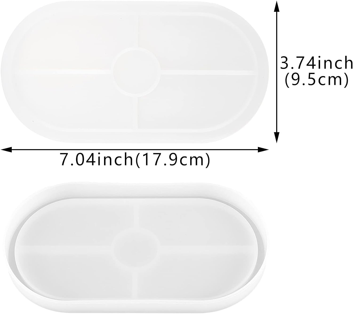 3 Pack Oval Coaster Mold Silicone Epoxy Resin Tray Mold Large DIY Casting Craft Decorating for Craft Jewelry Storage Home Decoration (Transparent White)