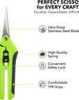 2 Ergonomic Spring-Action Scissors,Spring-Loaded Craft Shears with Stainless Steel Blades,For Cutting Intricate Details and Tight Patterns for People with Arthritis or Limited Hand Strength