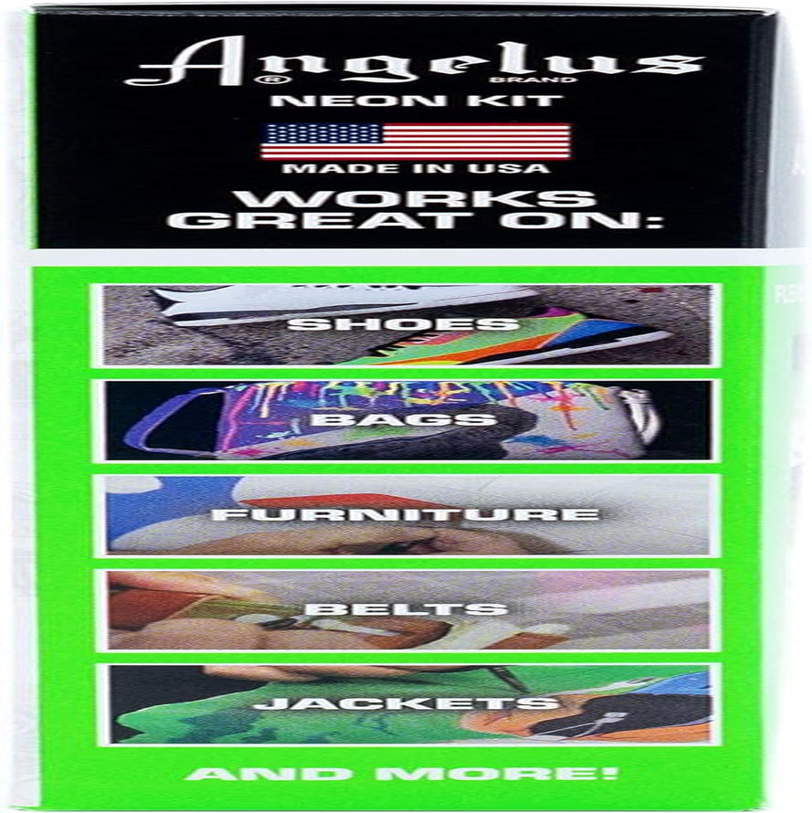 Neon Leather Paint 1Oz 12 Color Set Kit for Sneakers, Shoes Boots, Jackets, Shirts, Cups, & More- Made in USA