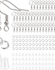 Stainless Steel Earring Hooks French Ear Wire, 600Pcs Earring Making Findings Parts Jewels DIY Supplies Kits, with Silicone Earring Backs Stoppers & Open Jump Ring
