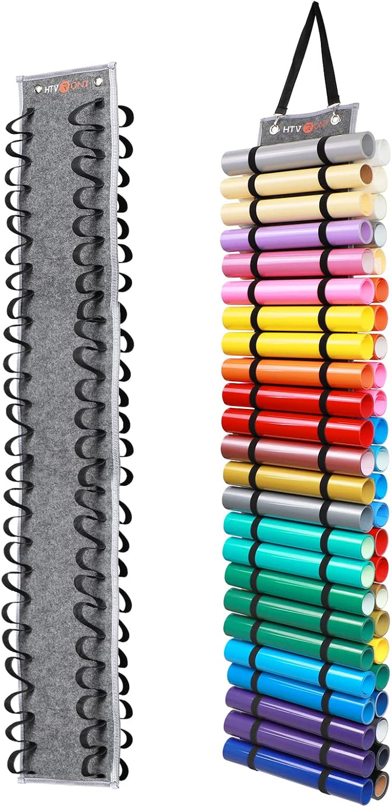 Vinyl Storage Organizer, Vinyl Roll Holder Holds up to 48 Rolls, Grey Craft Vinyl Organizer Wall Mount/Hanging over the Door, Vinyl Roll Storage for Home Craft Room