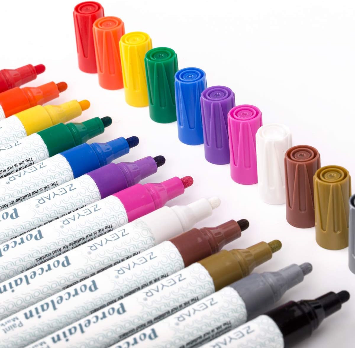 Acrylic Paint Pens for Porcelain, Professional Ceramic Painting, 12 Colors Water-Based, Medium Point, Water and Fade Resistant, DIY on Mugs and Other Ceramics for Permanent Collection
