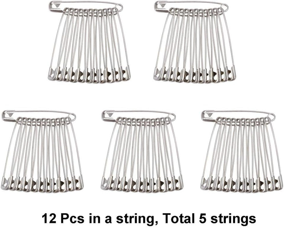 60PCS Large Safety Pins, Durable, Rust-Resistant Nickel Plated Steel Pins Size 4, 2.2Inch /55Mm