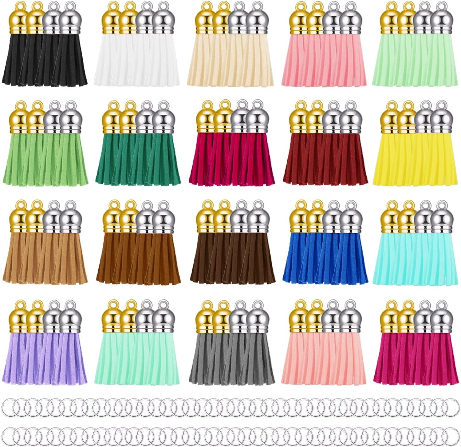 80 Pieces Leather Tassel Keychain Tassels Pendants Charm Tassel for DIY Crafts, Jewelry Making (1-1/2 Inch)