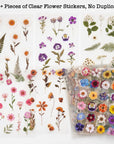Pressed Flower Themed Stickers (Assorted 486 Pieces, 36 Sheets) Dried Floral Resin Stickers Decals Botanical Journaling Sticker for Scrapbook Supplies Junk Journal Bullet Journal Planner Laptop