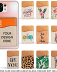 Sublimation Blanks Phone Wallet - PU Leather Card Holder for Back of Phone Stick on Iphone Android HTV Friendly DIY Blanks for Vinyl Projects (Beige Polyester Burlap)