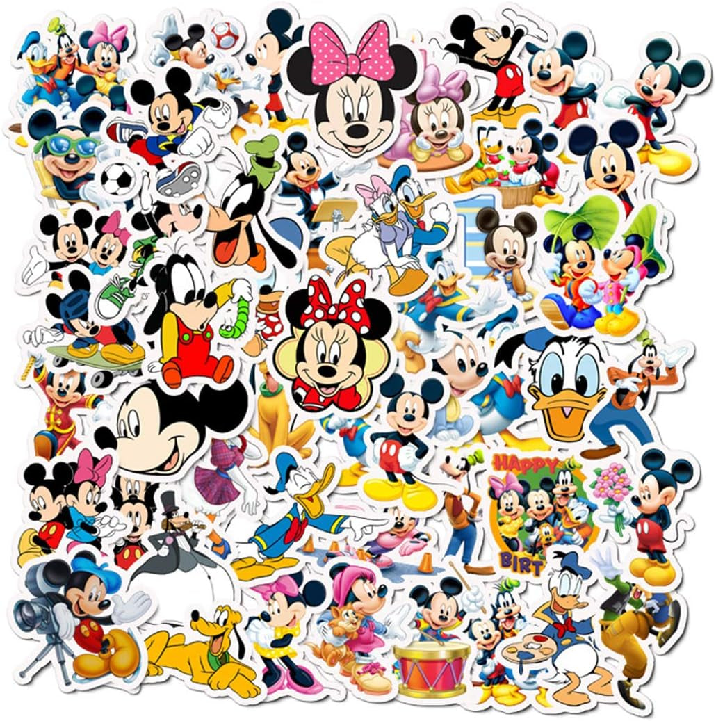 50Pcs Hot Disney Mickey Mouse Stickers for Water Bottle Cup Laptop Guitar Car Motorcycle Bike Skateboard Luggage Box Vinyl Waterproof Graffiti Patches JHSL