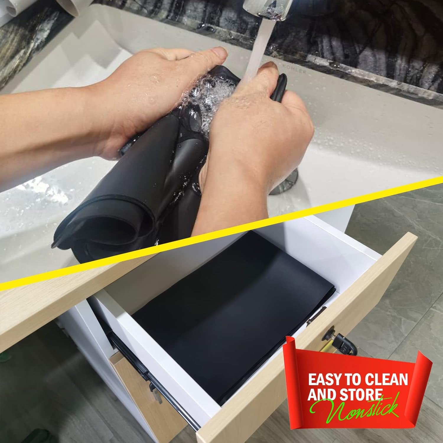 Large Silicone Mat for Crafts, Black Silicone Mat for Resin Molds, Play Dough Mat, Silicone Mat for UV Resin, Epoxy Resin, Clay Paint DIY Arts Crafts, 23.4&quot;×15.6&quot;, Medium Thickness 0.75MM