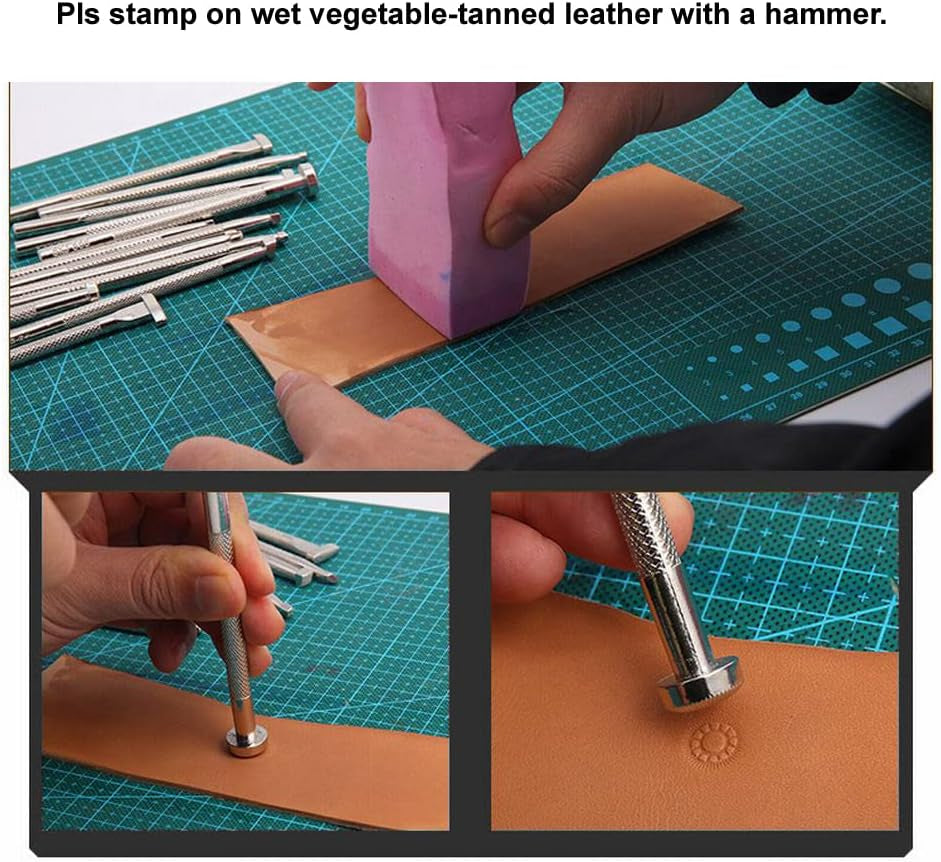 Leather Stamps,3 Pack Professional Leather Background Stamping Tools for Leather Craft Working