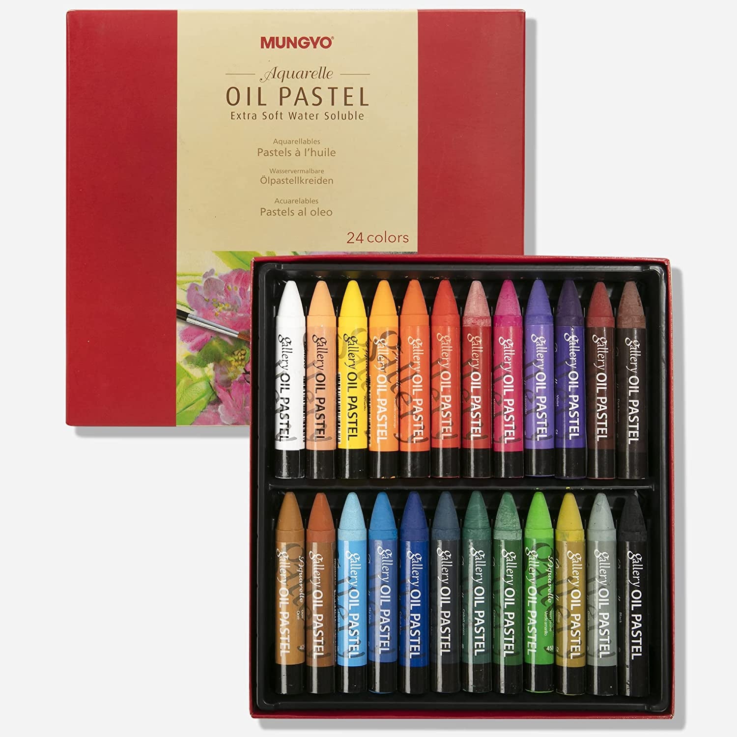 Water-Soluble Oil Pastel Set, 24 Vibrant Colors - Premium Blendable Art Sticks for Artists, Students, and Creatives - MAO-24