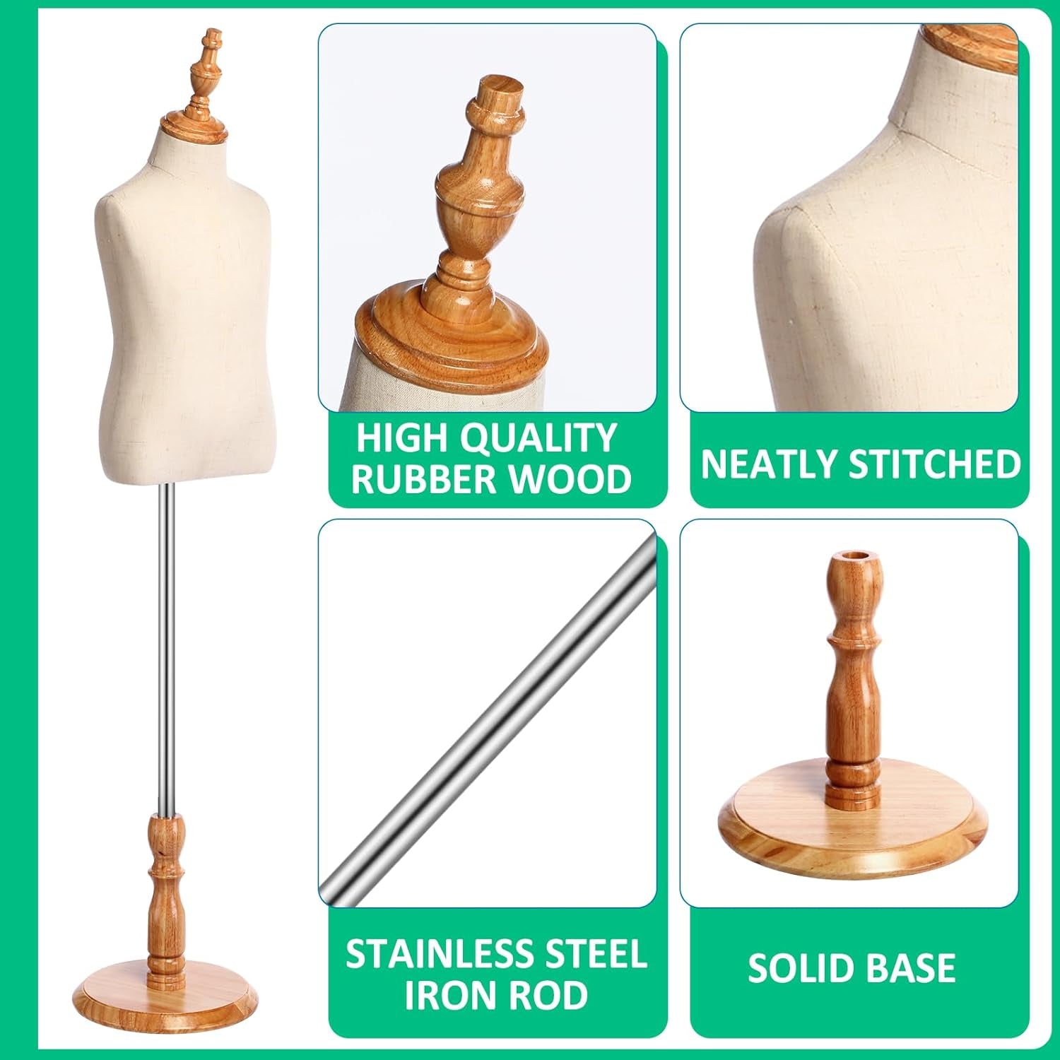 2 Pcs Kid Dress Form Old Adjustable Toddler Clothes Mannequins Children'S Mannequin with Wooden Base for Window Counter Studio Clothing Store Display (3-4 Years)