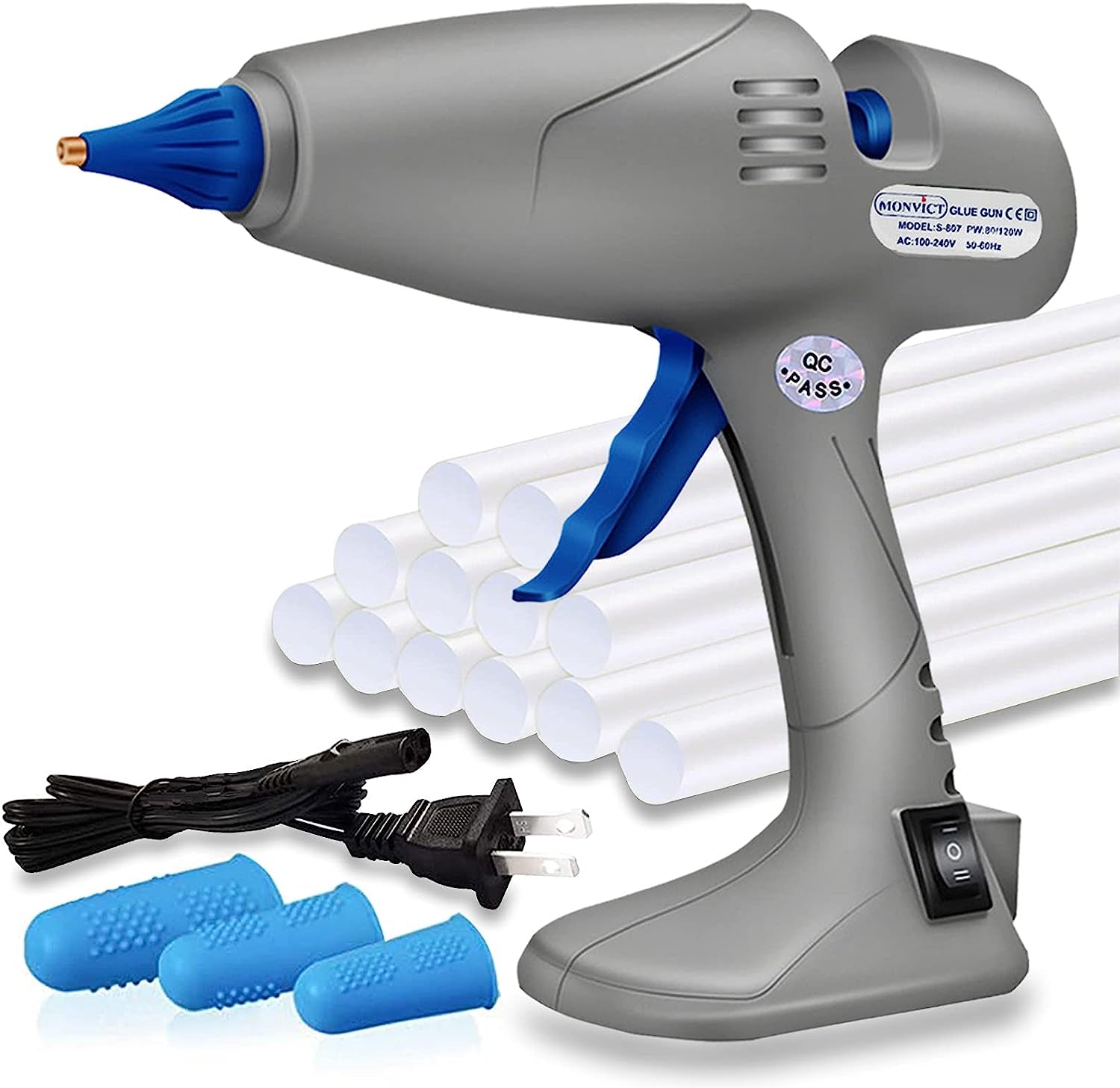 Full Size Hot Glue Gun,  120W&amp;80W Glue Guns Dual Temp Large Industry Glue Gun, Corded Detachable Cord Use Stand-Up Base Anti-Drip Hot Melt Glue Gun with 12 Glue Sticks for Art DIY Craft Repair