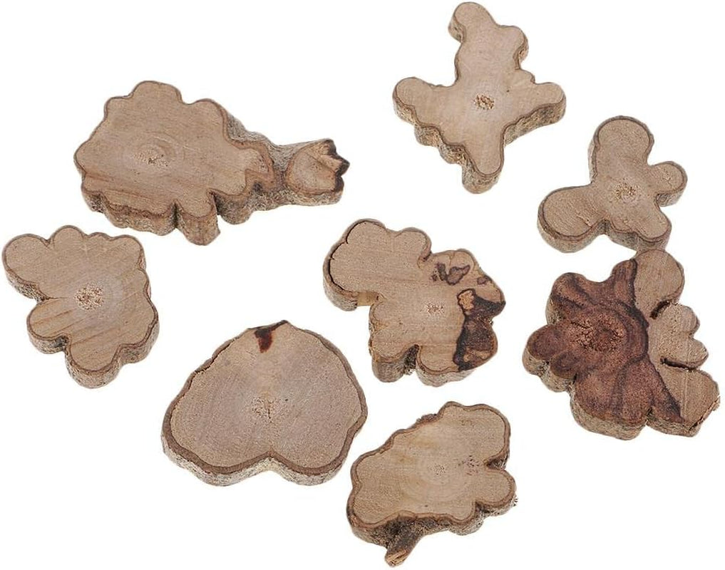 30Pcs Irregular Wood Log Slices Natural Tree Decorative Embellishments