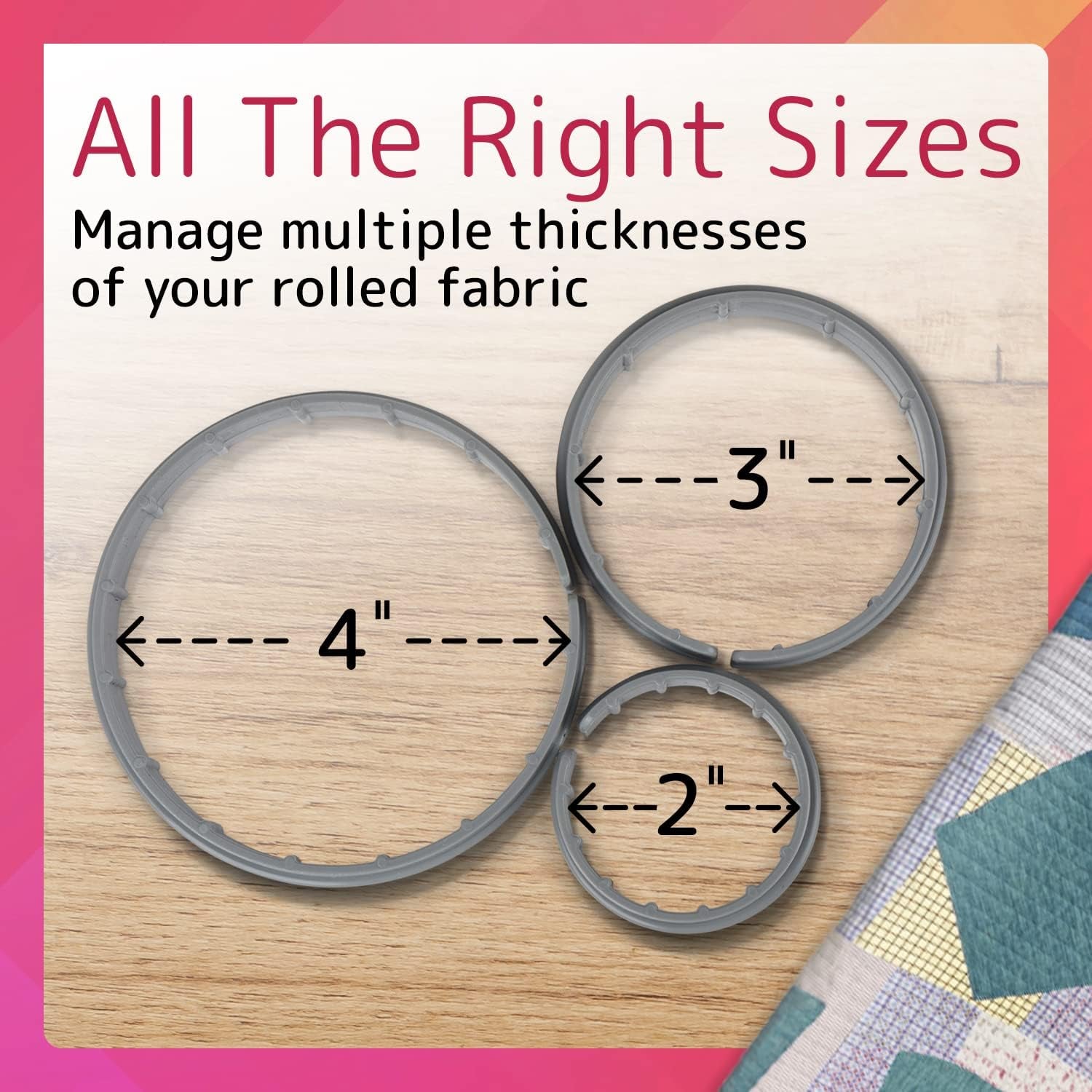[Variety 12 Pack] 2,3,4 Inch Diameter Quilting Rings - Quilt Clip for Quilting Creations - Quilt Clip for Machine Quilting - Versatile Clamps for Quilting Free Motion- 1" Tall Clamp for Quilt