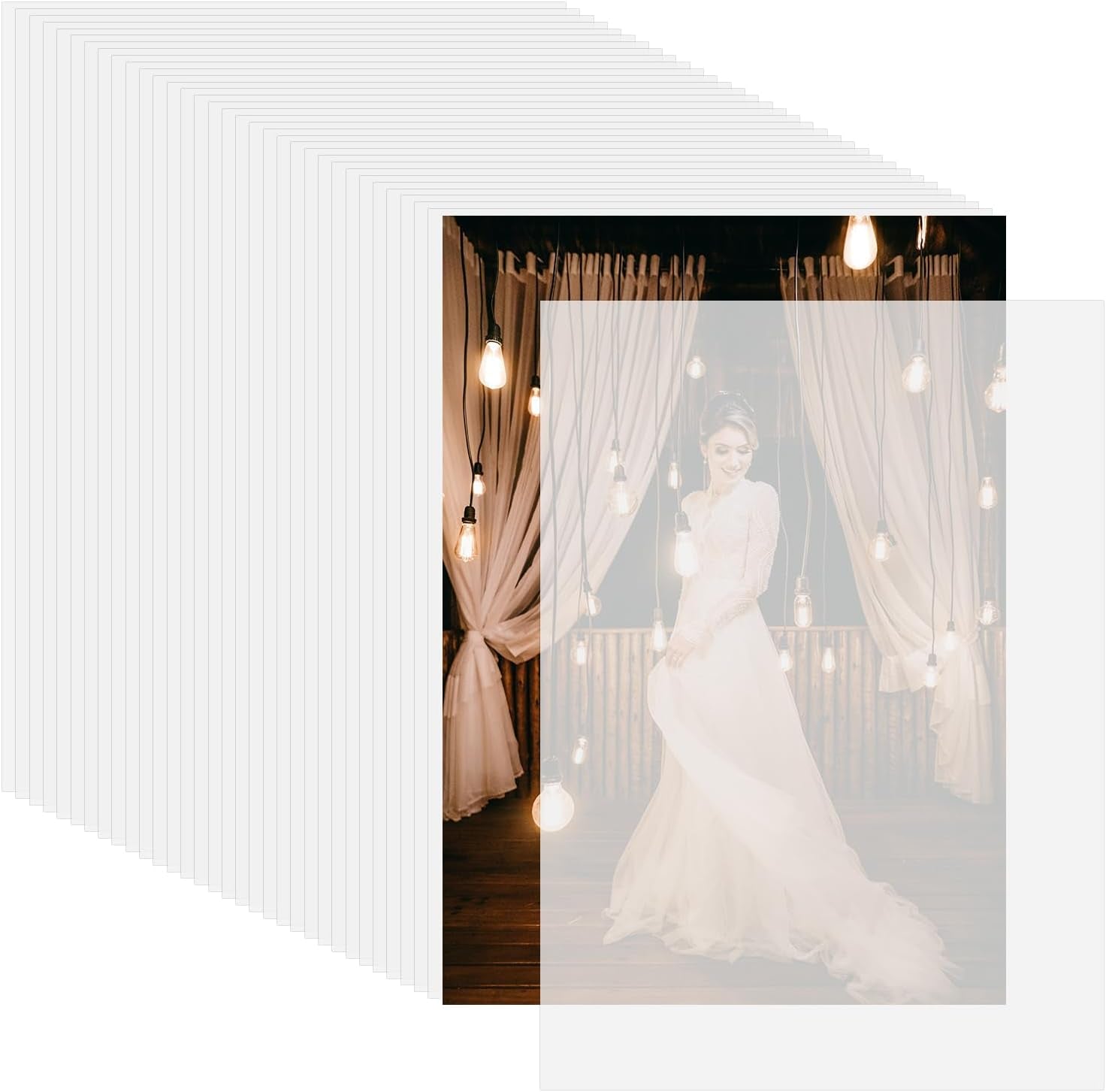 70Pcs Translucent Vellum Paper for Wedding Photo Cover, 5X7 Inch Printable Trace Paper for Invitations DIY Printing Wedding Photos Baby Shower Birthday Supplies Sketching